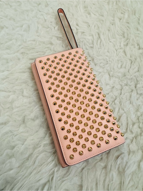 Christian Louboutin Handbags - Christian Louboutin Pink Studded Leather Wristlet Wallet